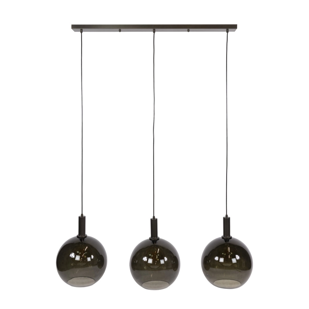Glazen hanglamp Sfera 3x Ø 30cm - smoke glas Lyora 8716803512368