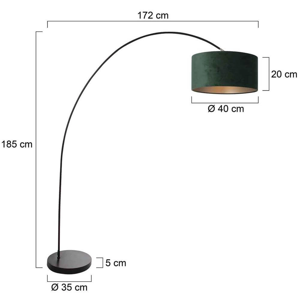 Booglamp Solva zwart met groene kap Steinhauer 8712746174731