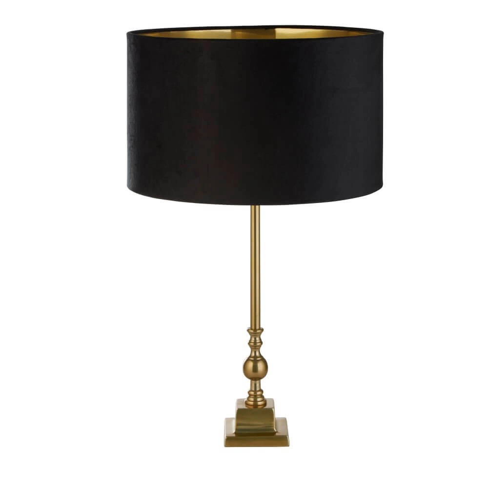 Gouden tafellamp Whitby met zwarte kap Gouden tafellamp Whitby met zwarte kap