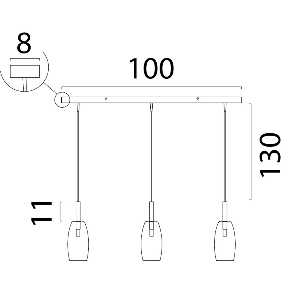 3L hanglamp Ø 11,5cm Lido Olive met helder glas Masterlight 8718121335247