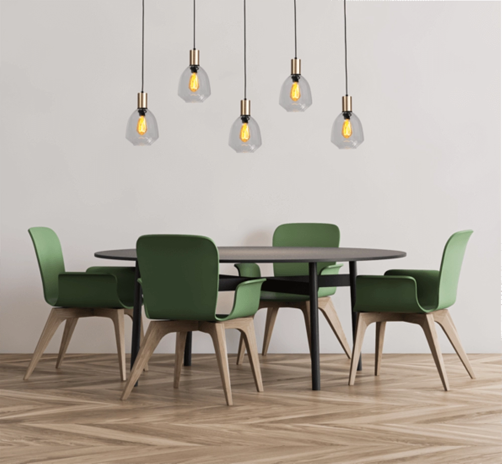 5-lichts hanglamp - goud - Porto met Nicolette clear glazen Masterlight 8718121270319