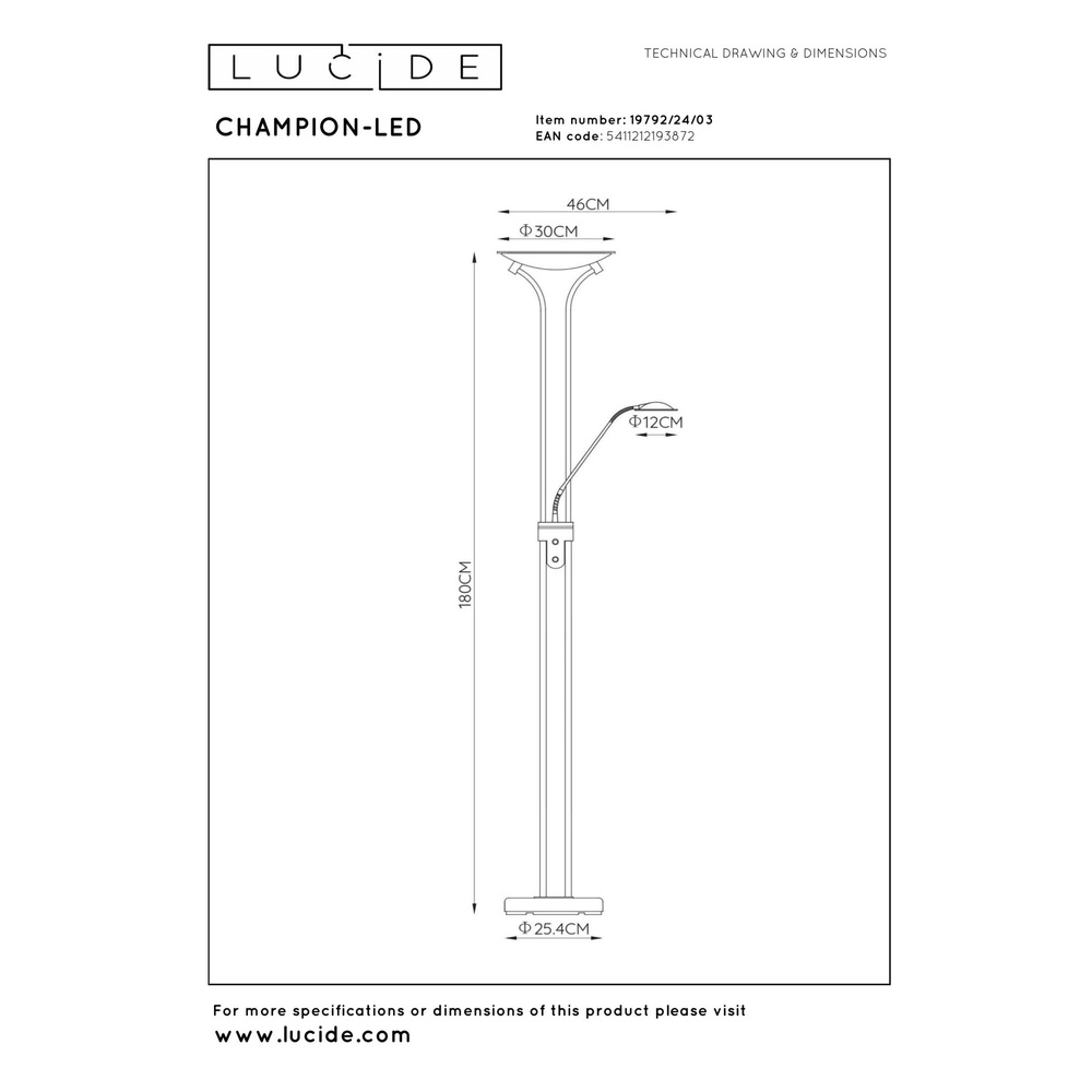 Leeslamp Champion-Led brons Lucide 5411212193872
