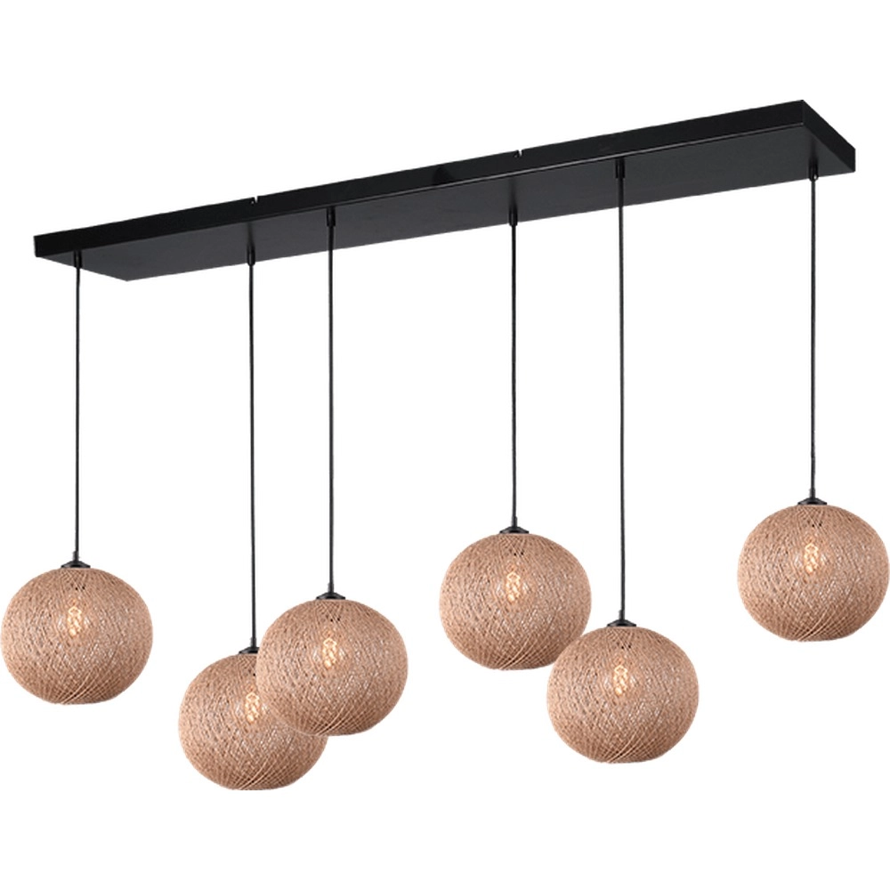 6-lichts hanglamp Corda rotan Ø 30cm