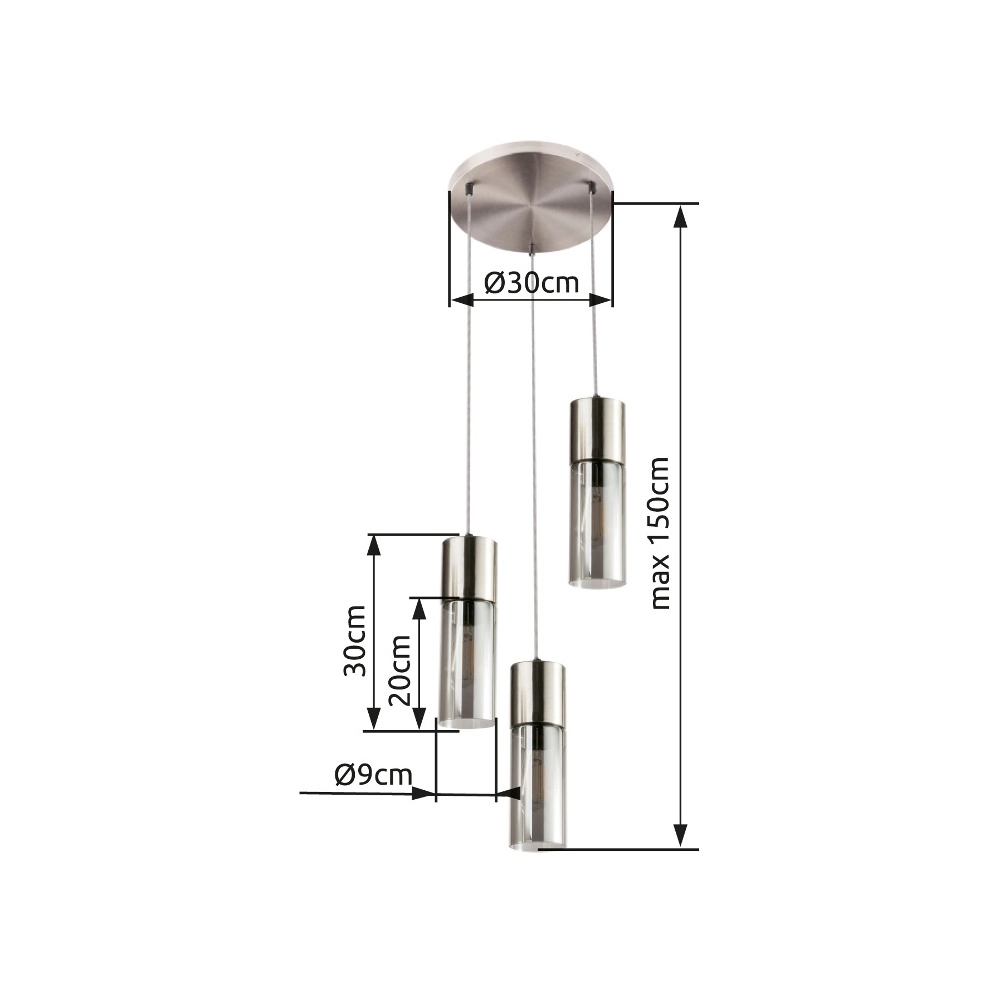 3-lichts hanglamp Annika nikkel design Globo 9007371412686