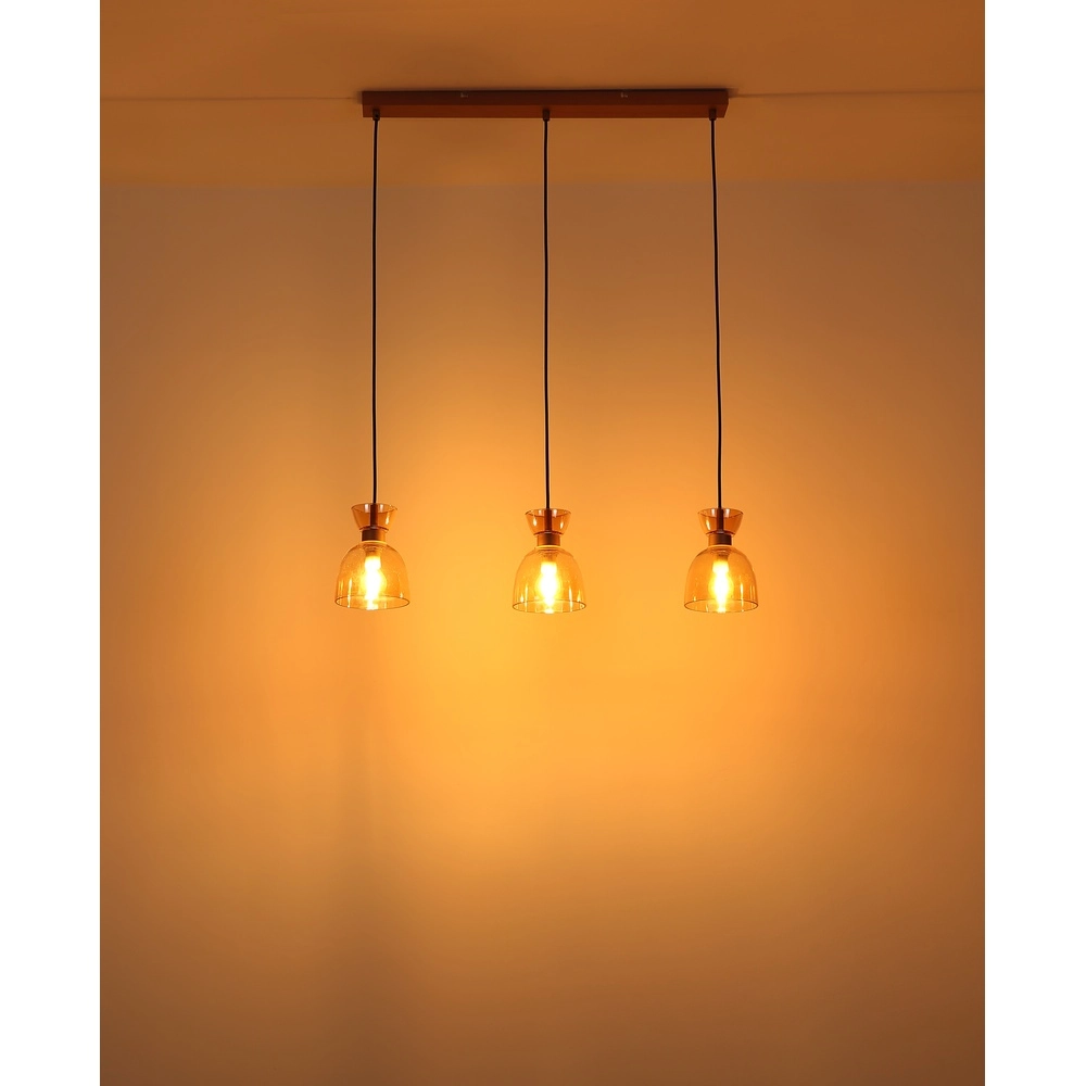 Design hanglamp Massey koffie bruin 3-lichts Globo 9007371533503