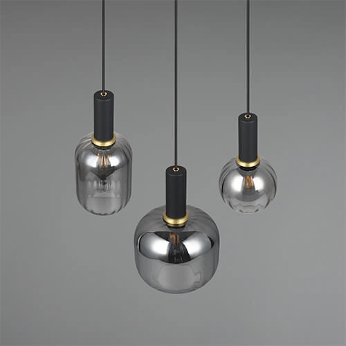 Eetkamer hanglamp Diva 3-lichts - smoke glas Trio 4017807614565