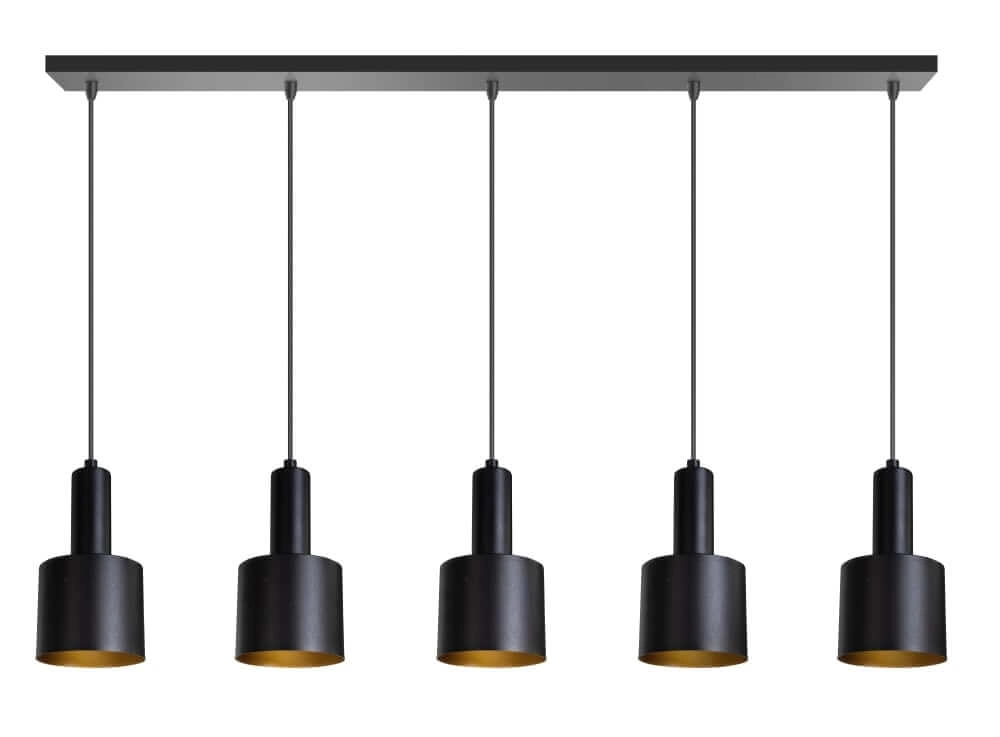 Zwarte hanglamp Sledge 5-lichts zwart met goud