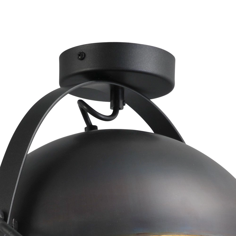 Stoere plafondlamp Industria 30cm gunmetal met oudgoud Masterlight 8718121236377