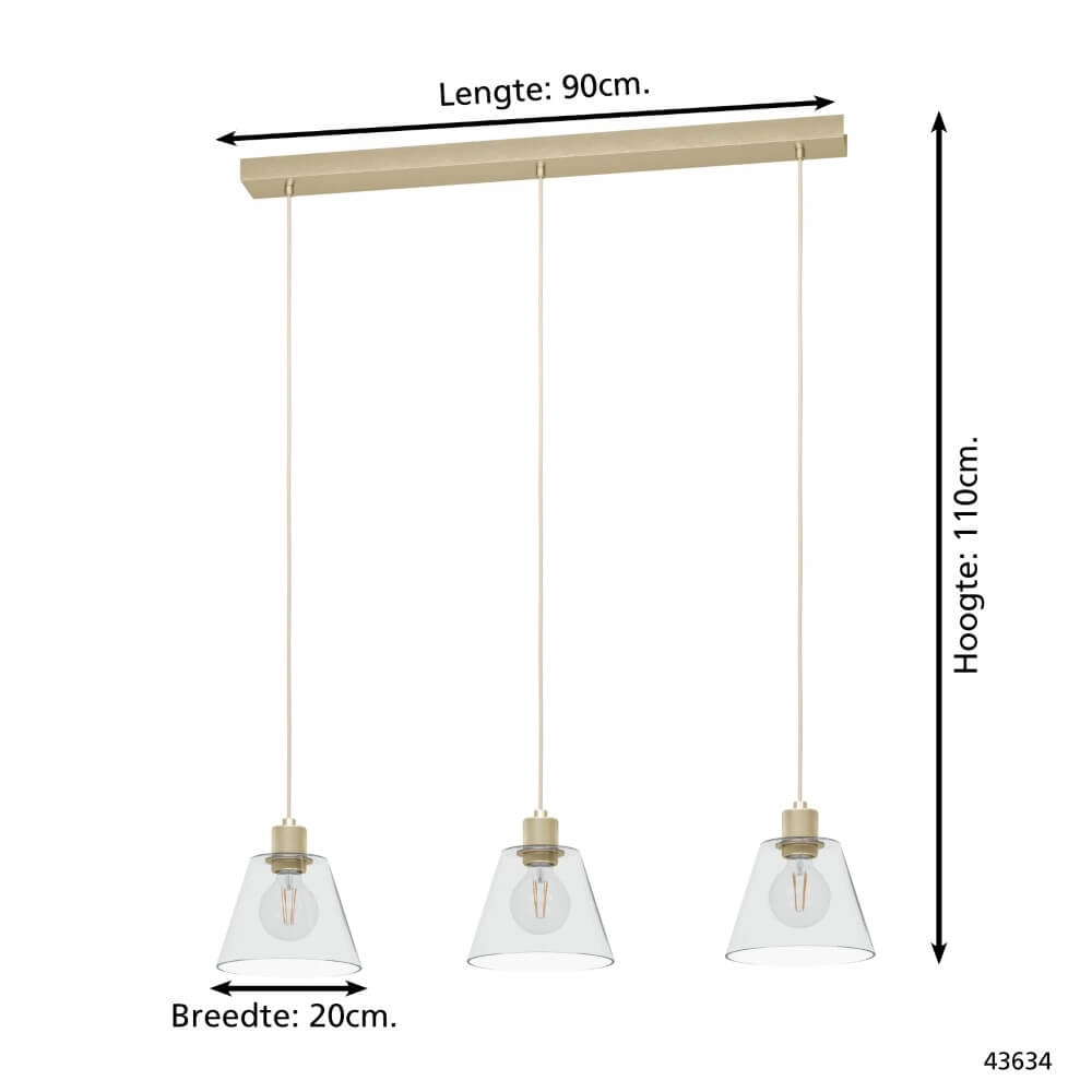 Eettafel hanglamp Copley goud met glas Eglo 9002759436346