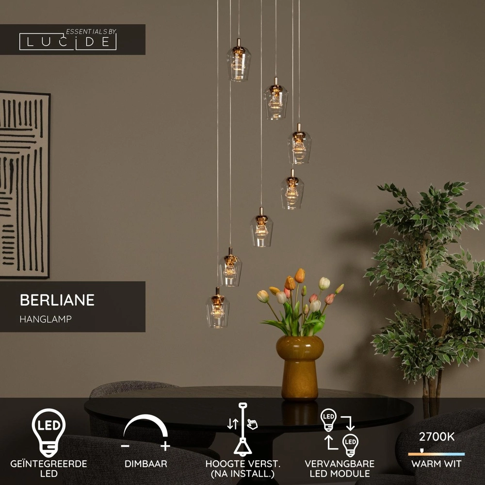 Unieke hanglamp Berliane 7-lichts rond Lucide 5411212011022