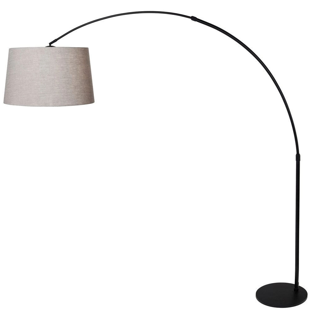 Booglamp Stresa zwart met linnen lampenkap Booglamp Stresa zwart met linnen lampenkap