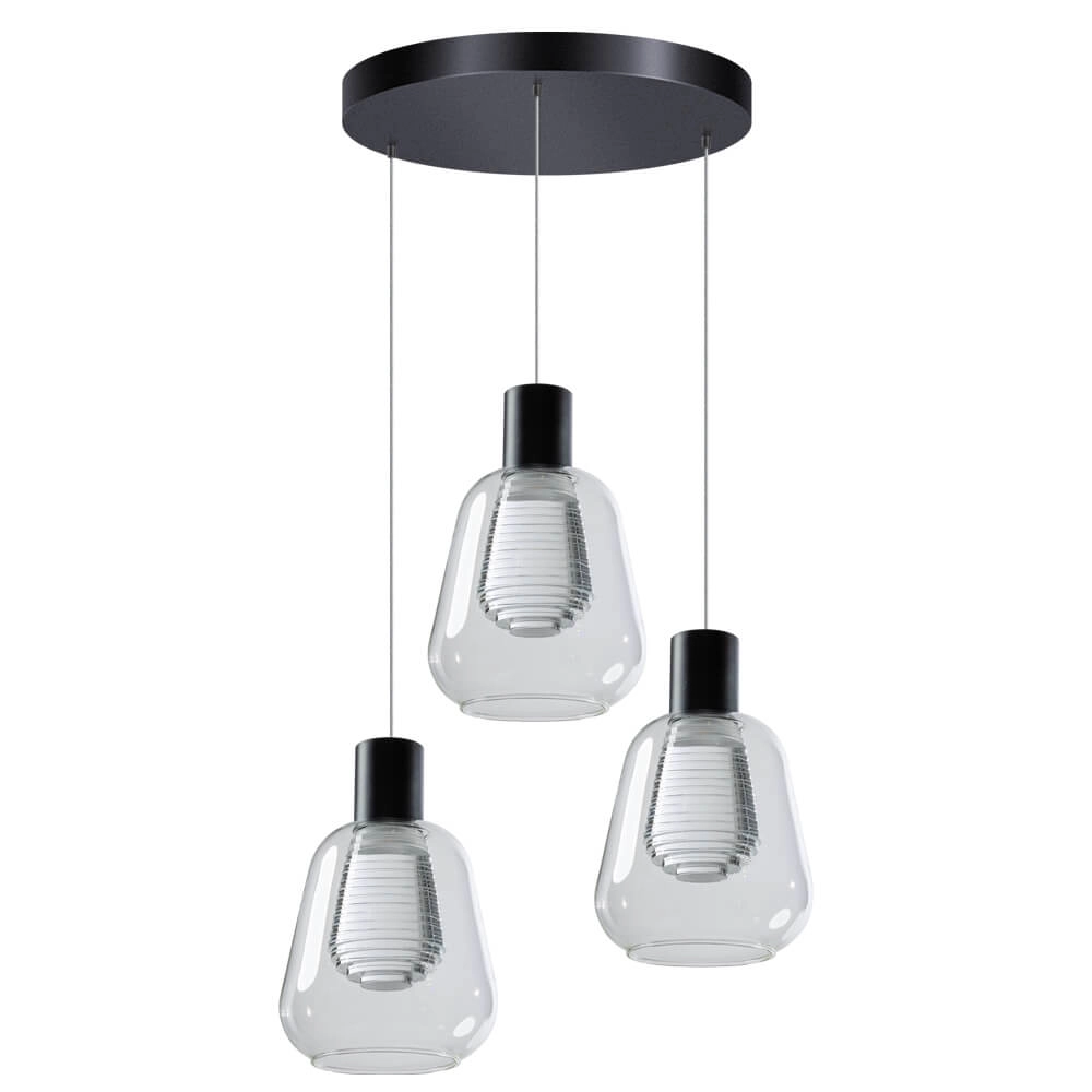 3-lichts hanglamp Gary glas 3-lichts hanglamp Gary glas
