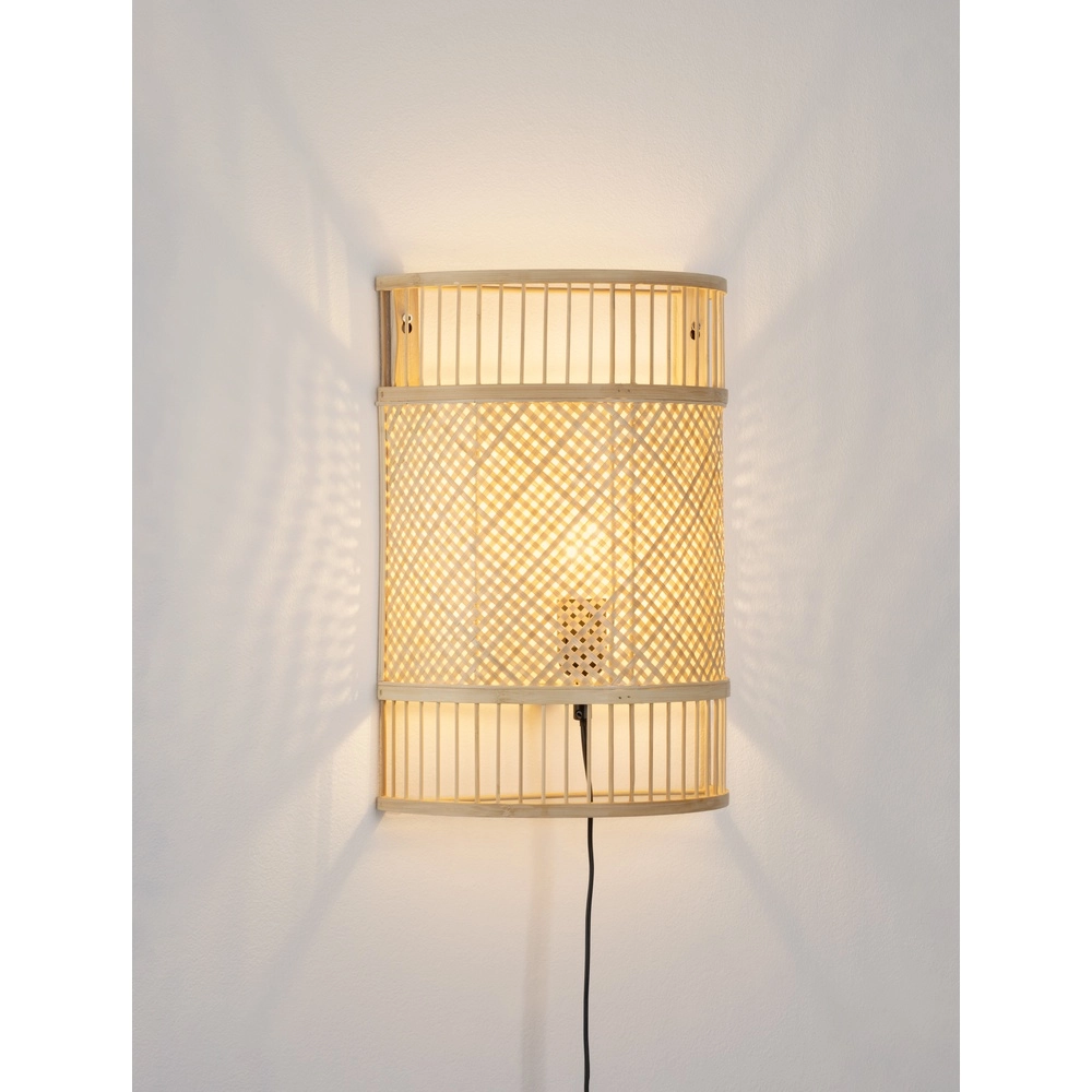 Bamboe wandlamp Pale met kabel