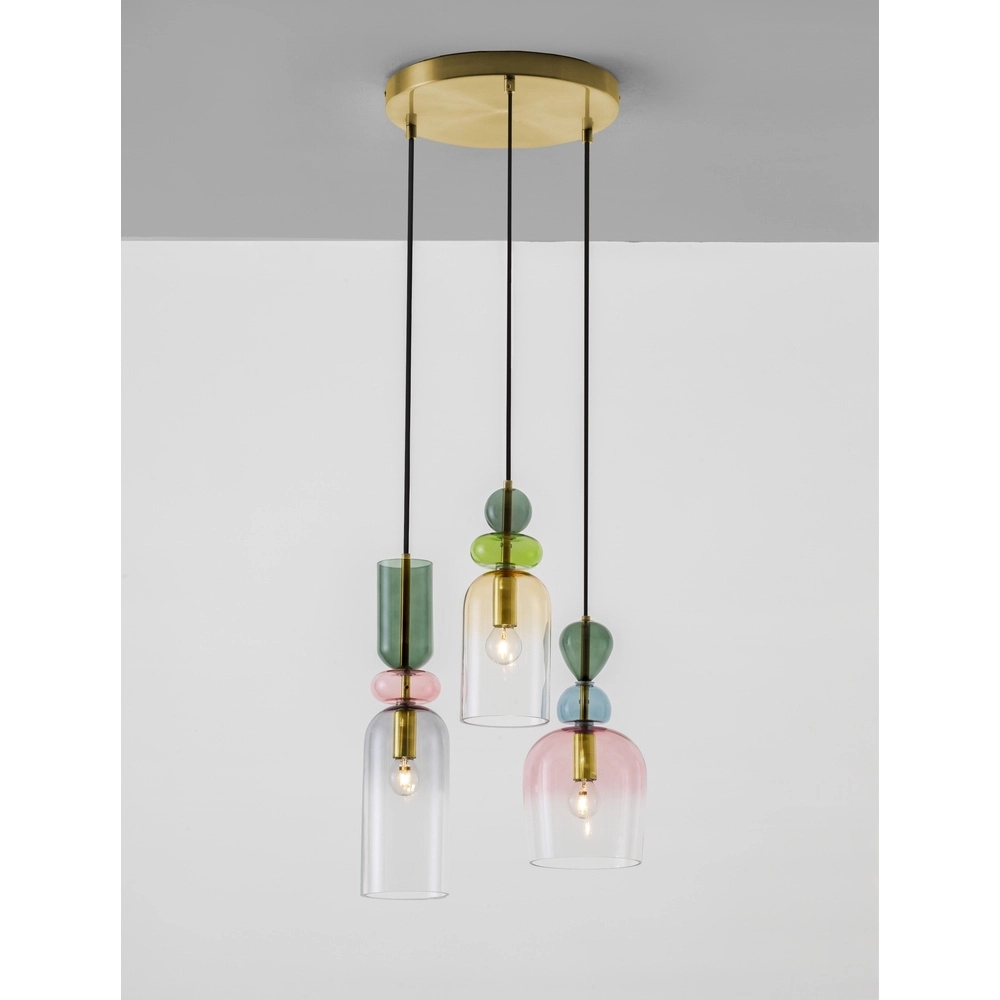 Gekleurde hanglamp Murano 3-lichts