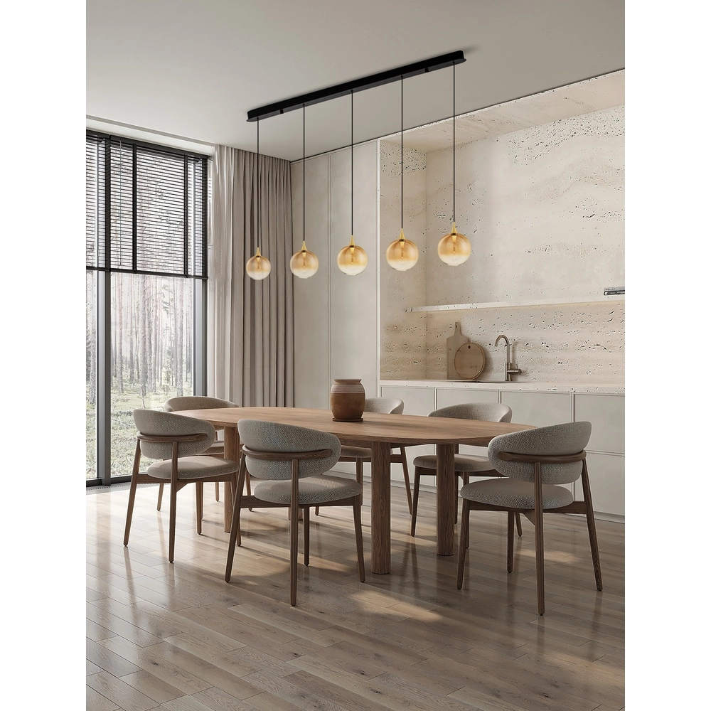 Pendant lamp Orenda straight 5-light amber glass Lyora 5212017477675
