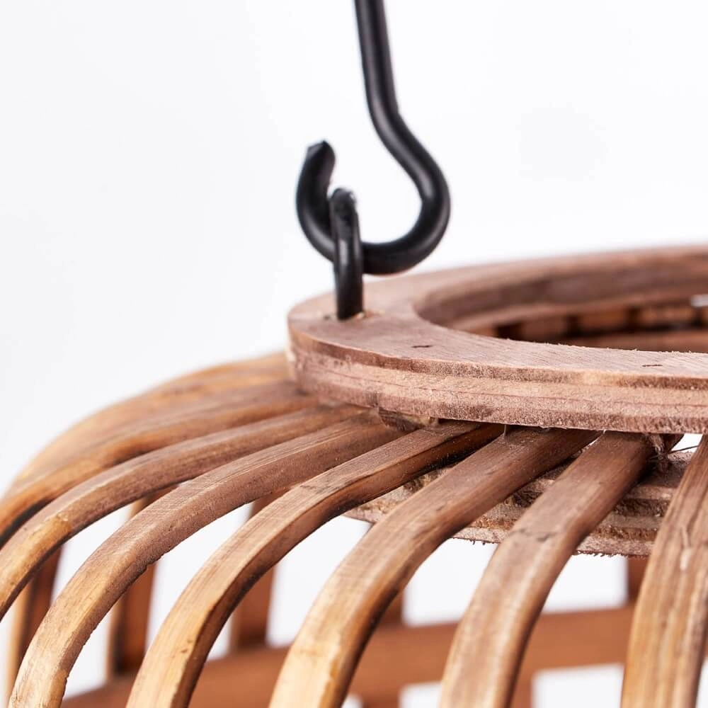 Landelijke tafellamp Woodrow houtbruin met zwart hout Brilliant 4004353357428