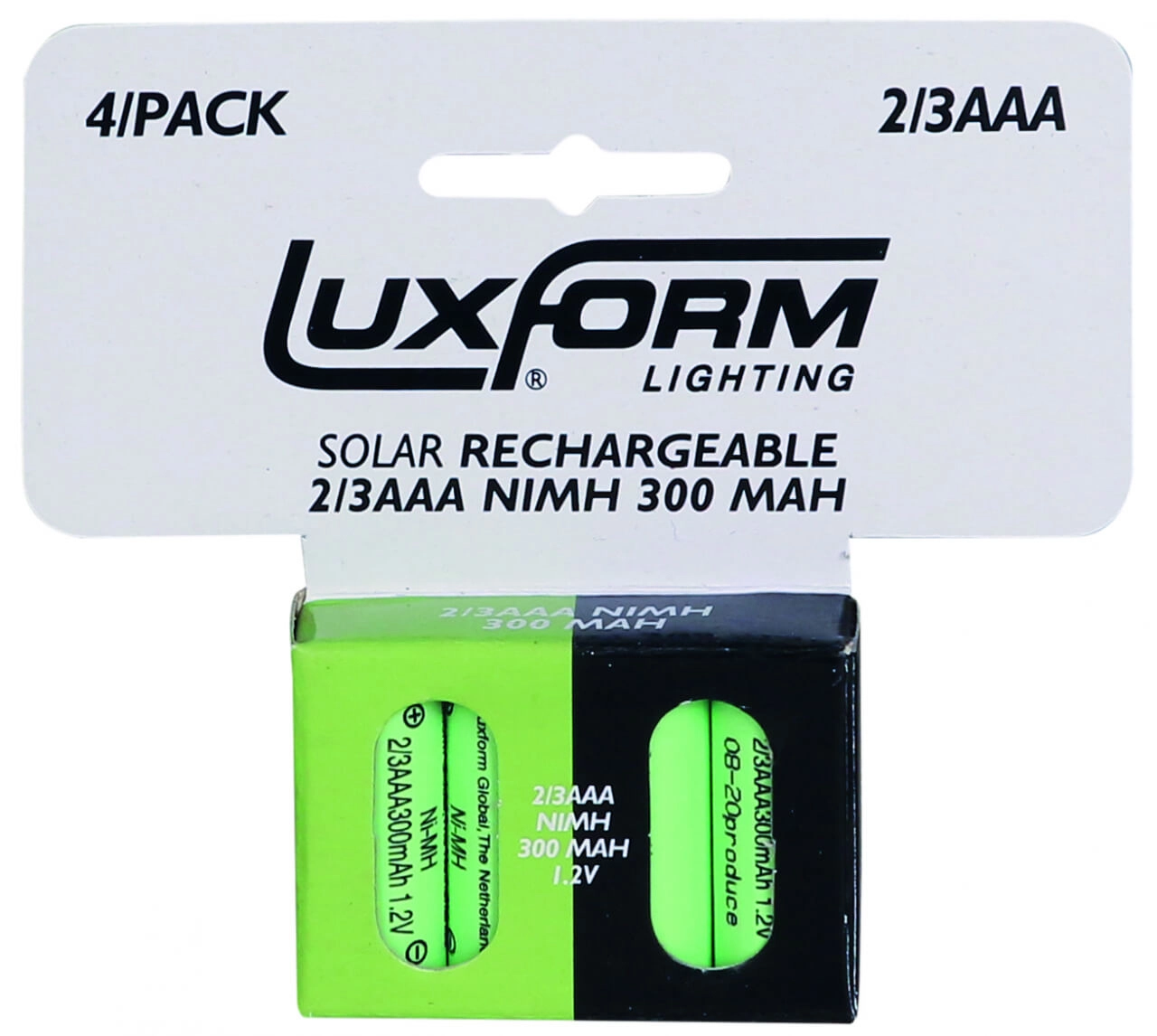 Oplaadbare Batterij 4X 300 MAH 2/3 AAA 1,2V voor solarlampen Luxform 8719099097502