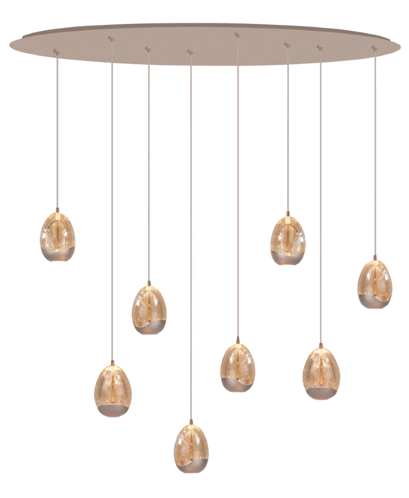 Hanglamp Champagne Egg 8-lichts ovaal