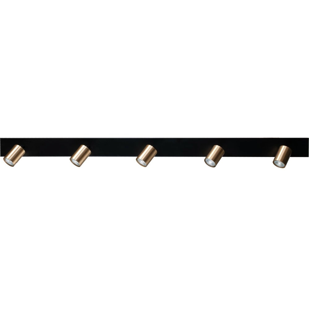Plafondlamp zwart Bounce met 5 gouden spots Plafondlamp zwart Bounce met 5 gouden spots