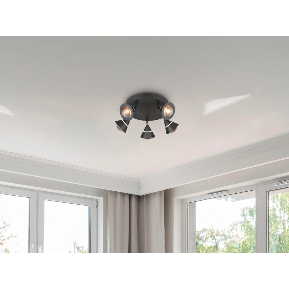 Plafondlamp Romeo zwart Trio 4017807670417