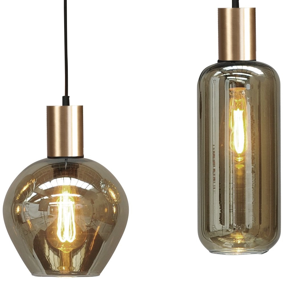 Hanglamp zwart met goud Bounty 5-lichts curiosa glas Masterlight 8718121245713