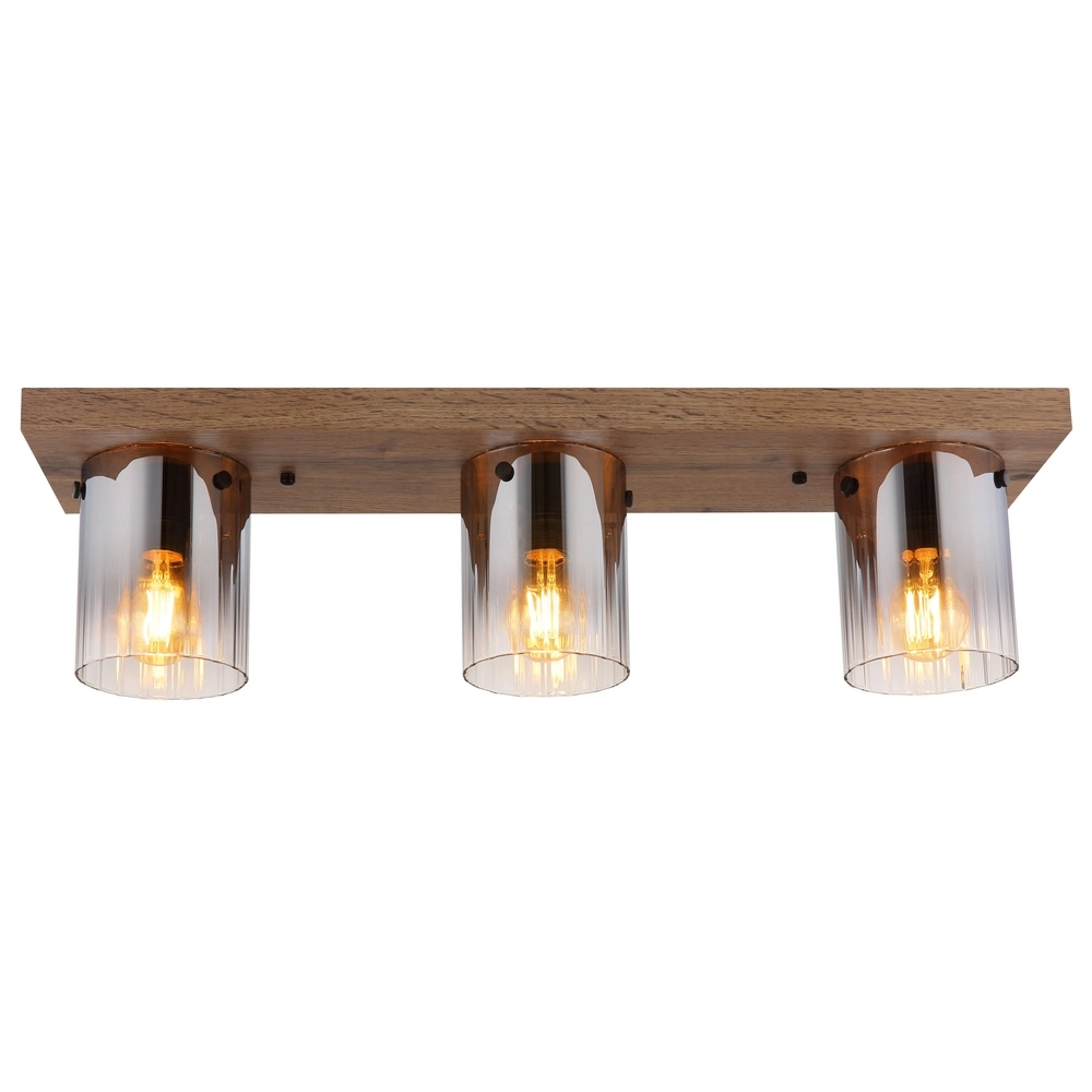 Plafondlamp Underwood hout 3-lichts Globo 9007371484034
