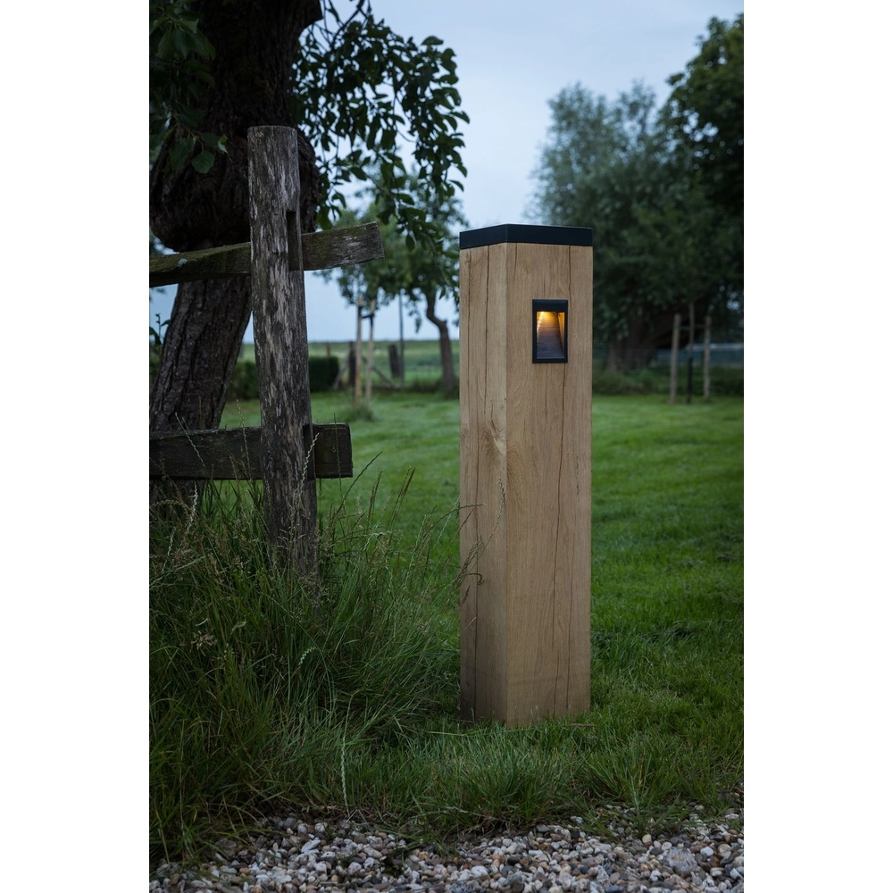 Houten solar pad lamp Torre Solar Eiken - 17,5x17,5x90cm - 2700K