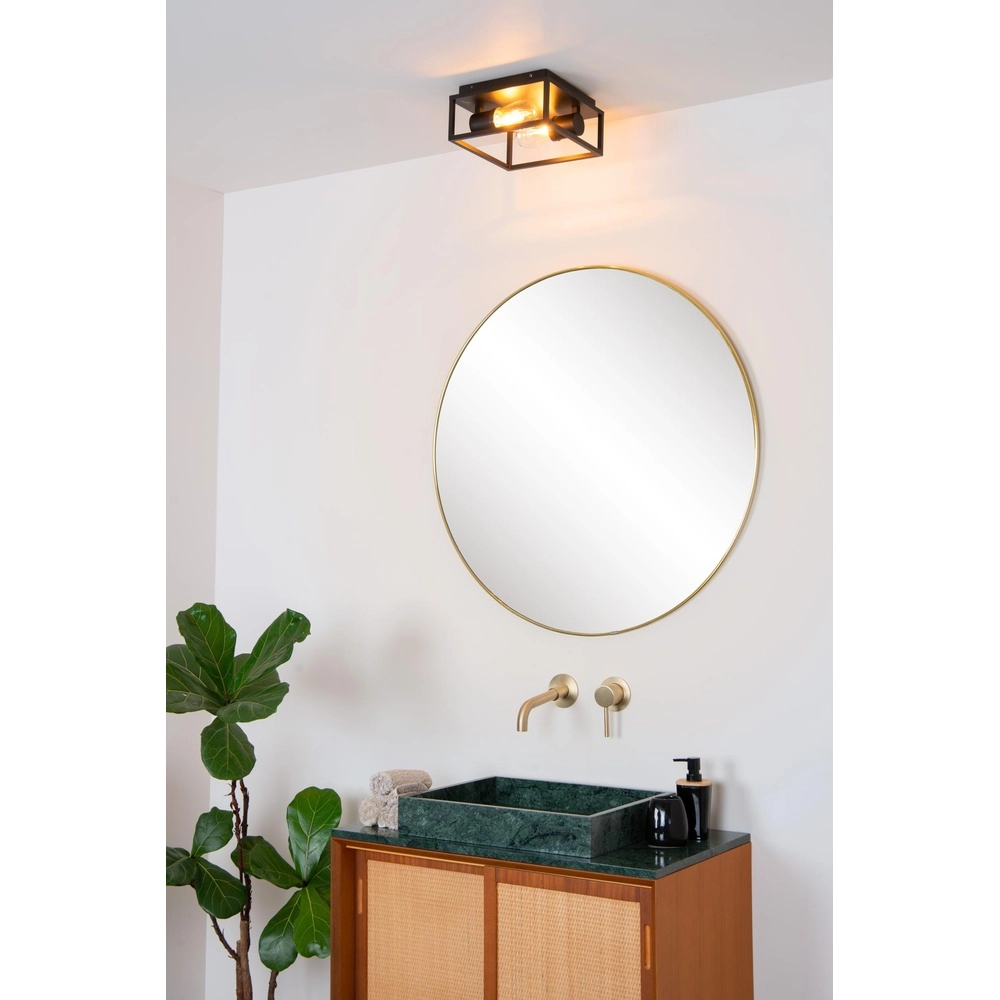 Zwarte wandlamp Carlyn 2-lichts badkamer IP54 Lucide 5411212271709