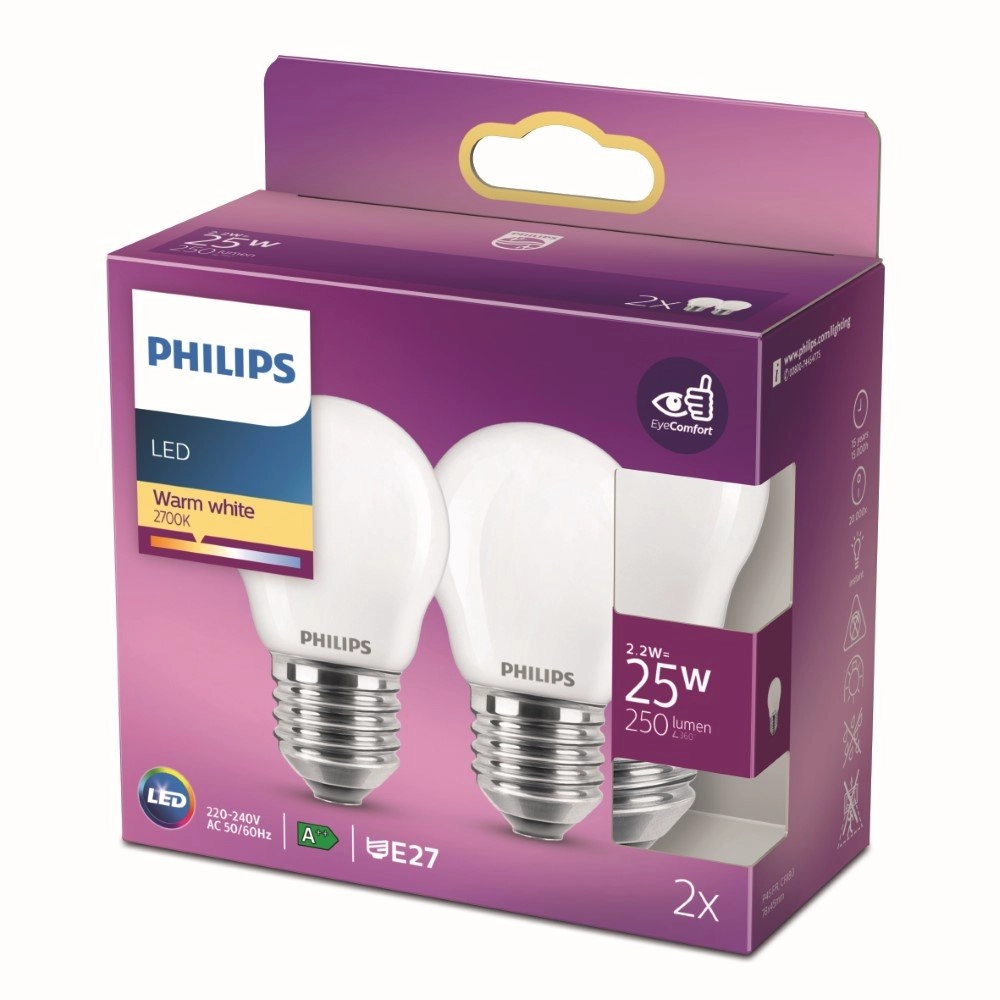 2,2W - E27 - 2700K - 250 lumen set van 2 2,2W - E27 - 2700K - 250 lumen set van 2