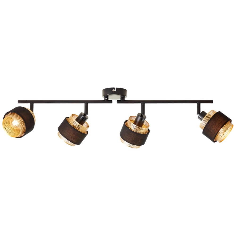 4-lichts plafondlamp Grove zwart met goud Brilliant 4004353424120