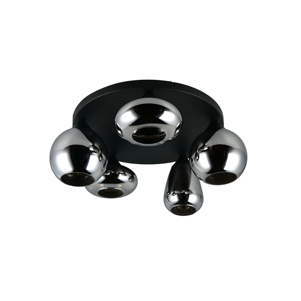 5-lichts plafondlamp Lumina zwart met smoke glas Trio 4017807663181