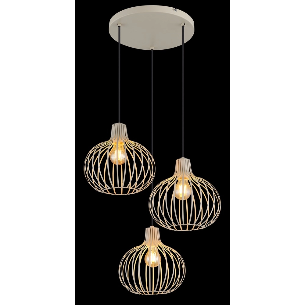 Design hanglamp Mateo 3-lichts rond crème Globo 9007371566150