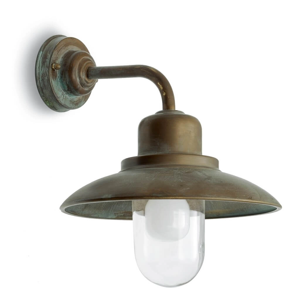 Strakke wandlamp Patio verouderd messing