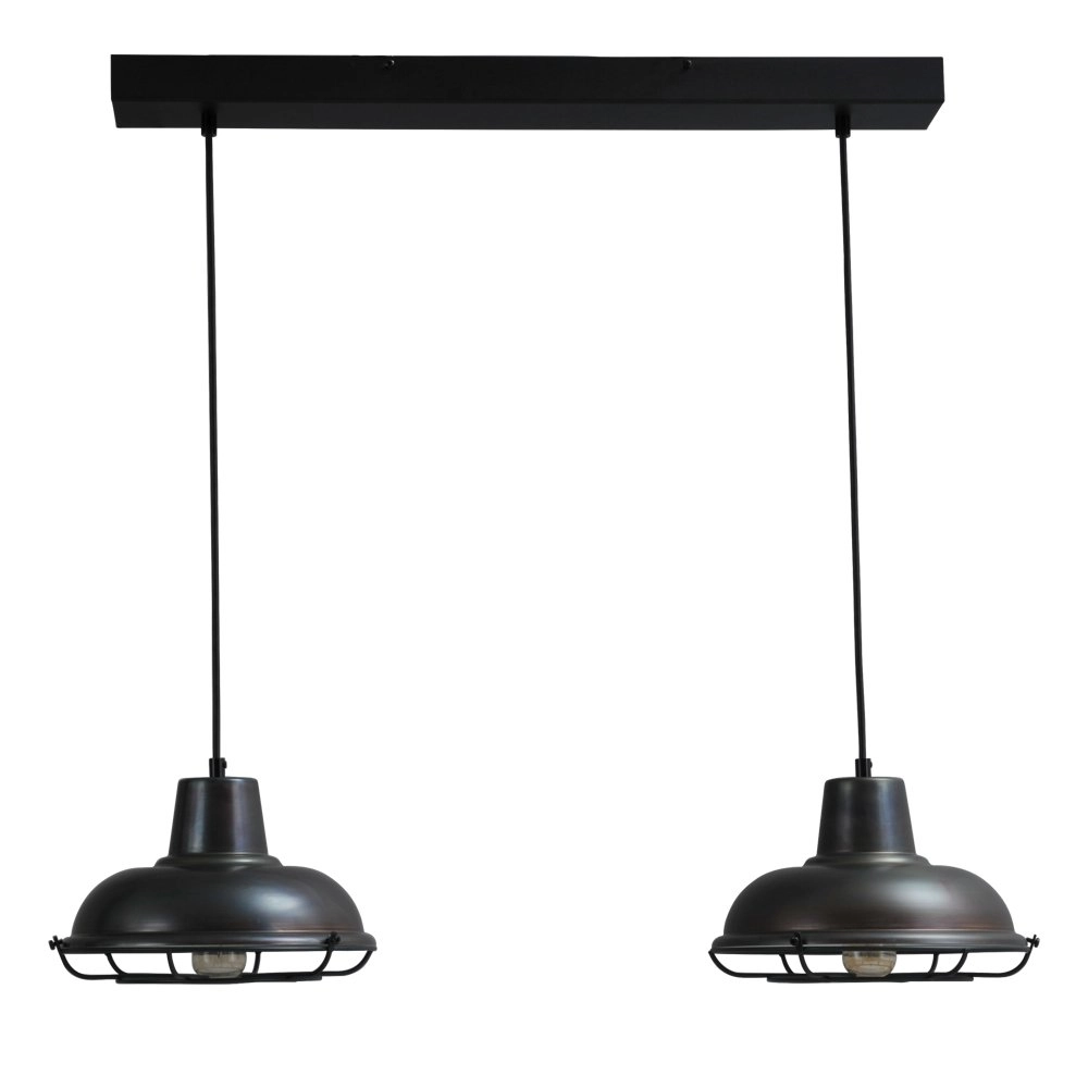 Industrie eettafellamp Industria 2x26 2-lichts rooster gunmetal