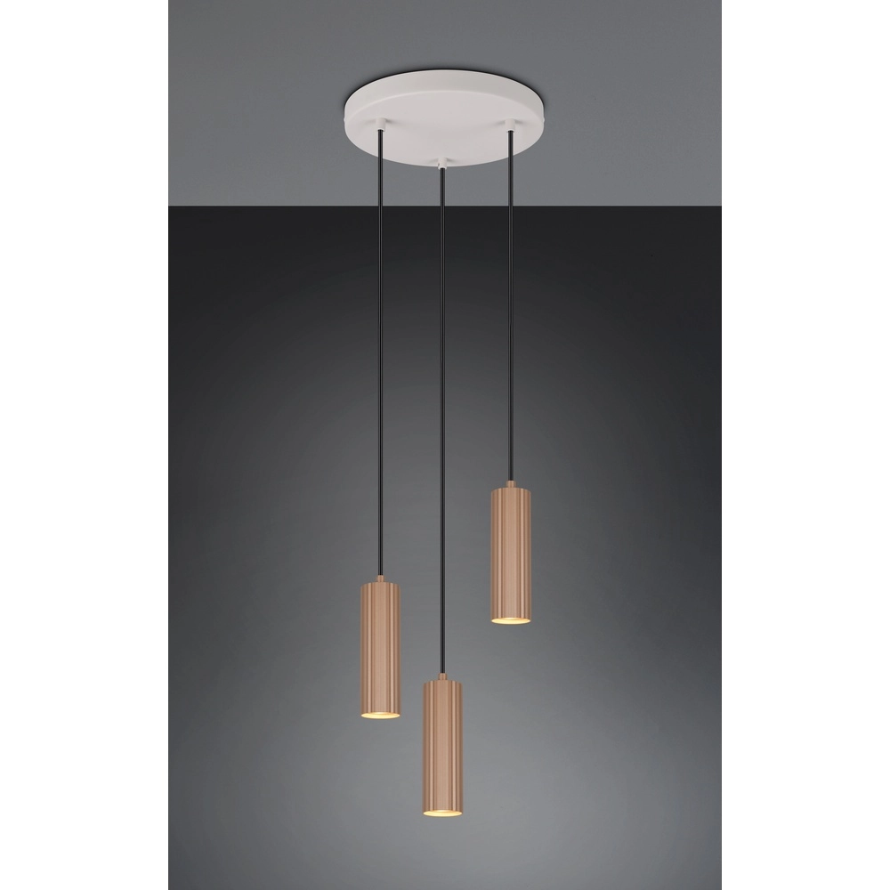Hanglamp Soka 3-lichts mokka bruin Trio 4017807670172