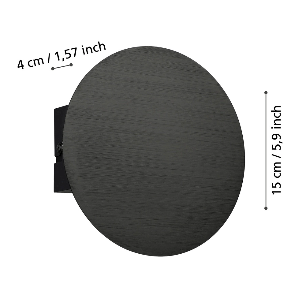 Strakke wandlamp Talamello Ø 15cm - zwart - led Eglo 9008606316472