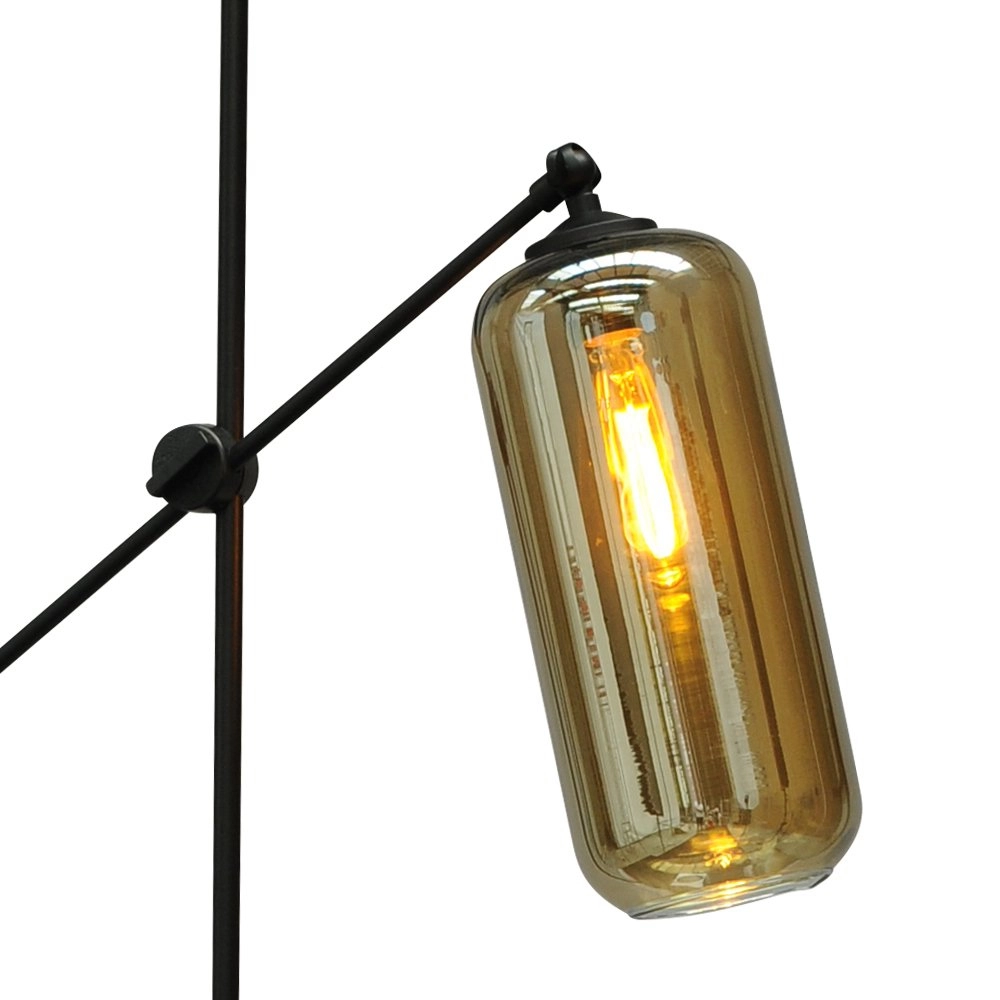 Verstelbare vloerlamp Quinto Smoke zwart met smoke cilinderglas Masterlight 8718121216478
