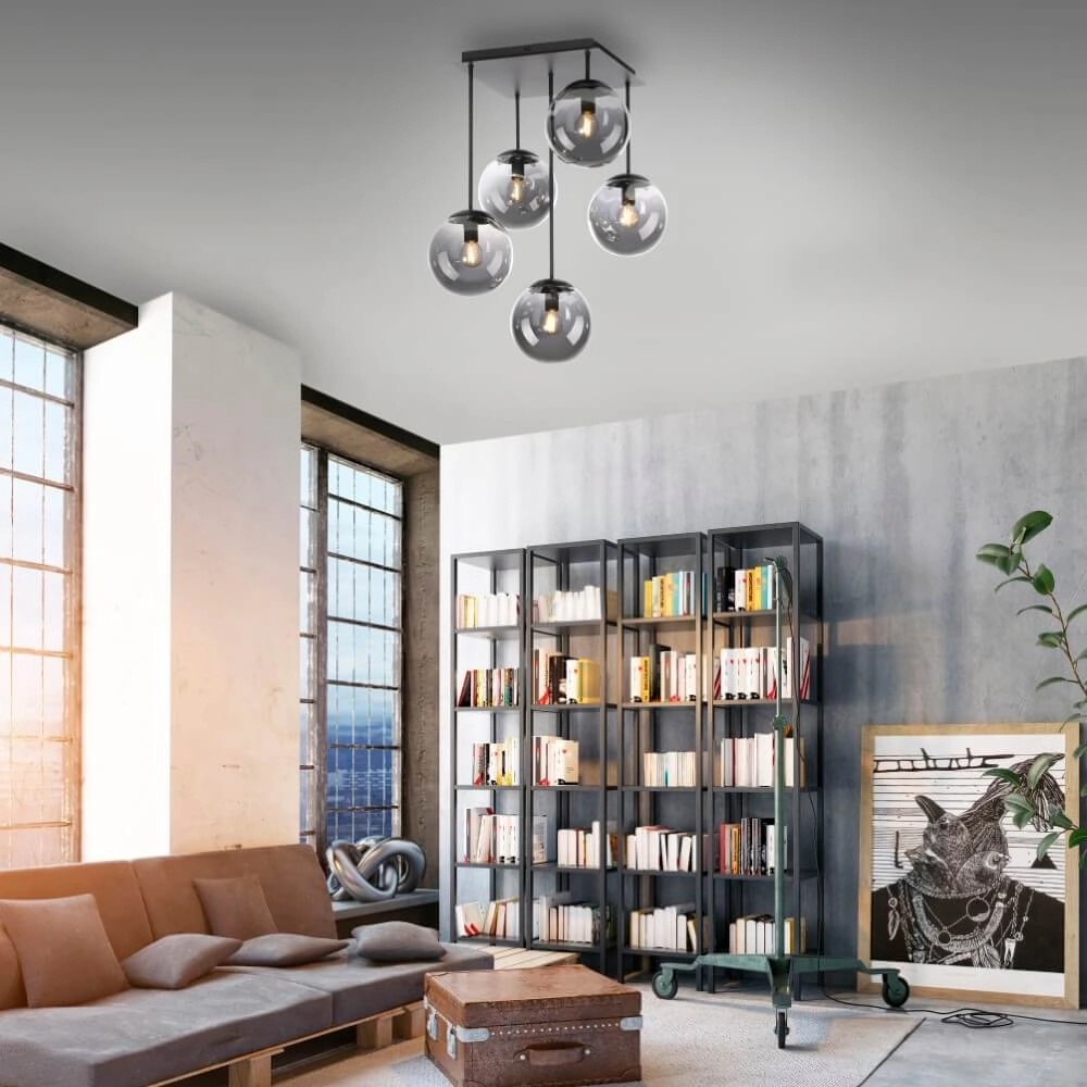 5-lichts plafondlamp Big Widow zwart Just Light 4043689988371