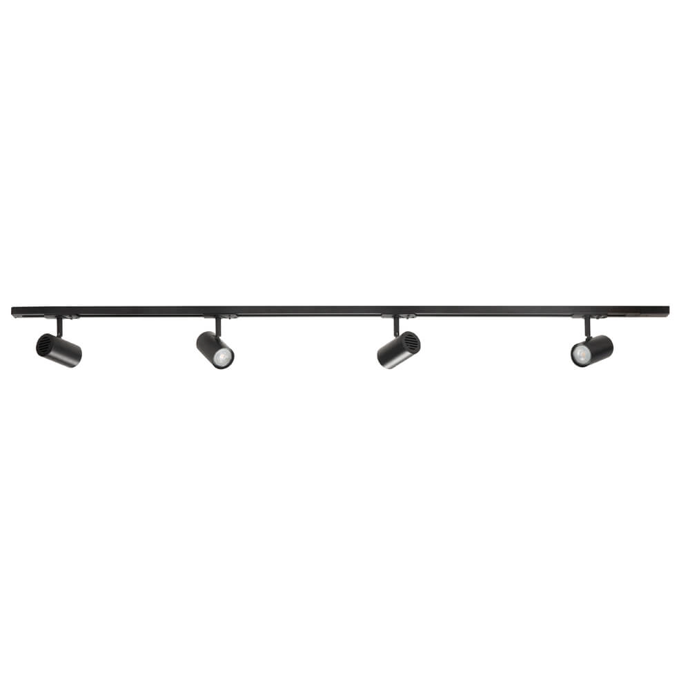 1-fase railset 150cm Cilinder zwart met 4 spots 1-fase railset 150cm Cilinder zwart met 4 spots