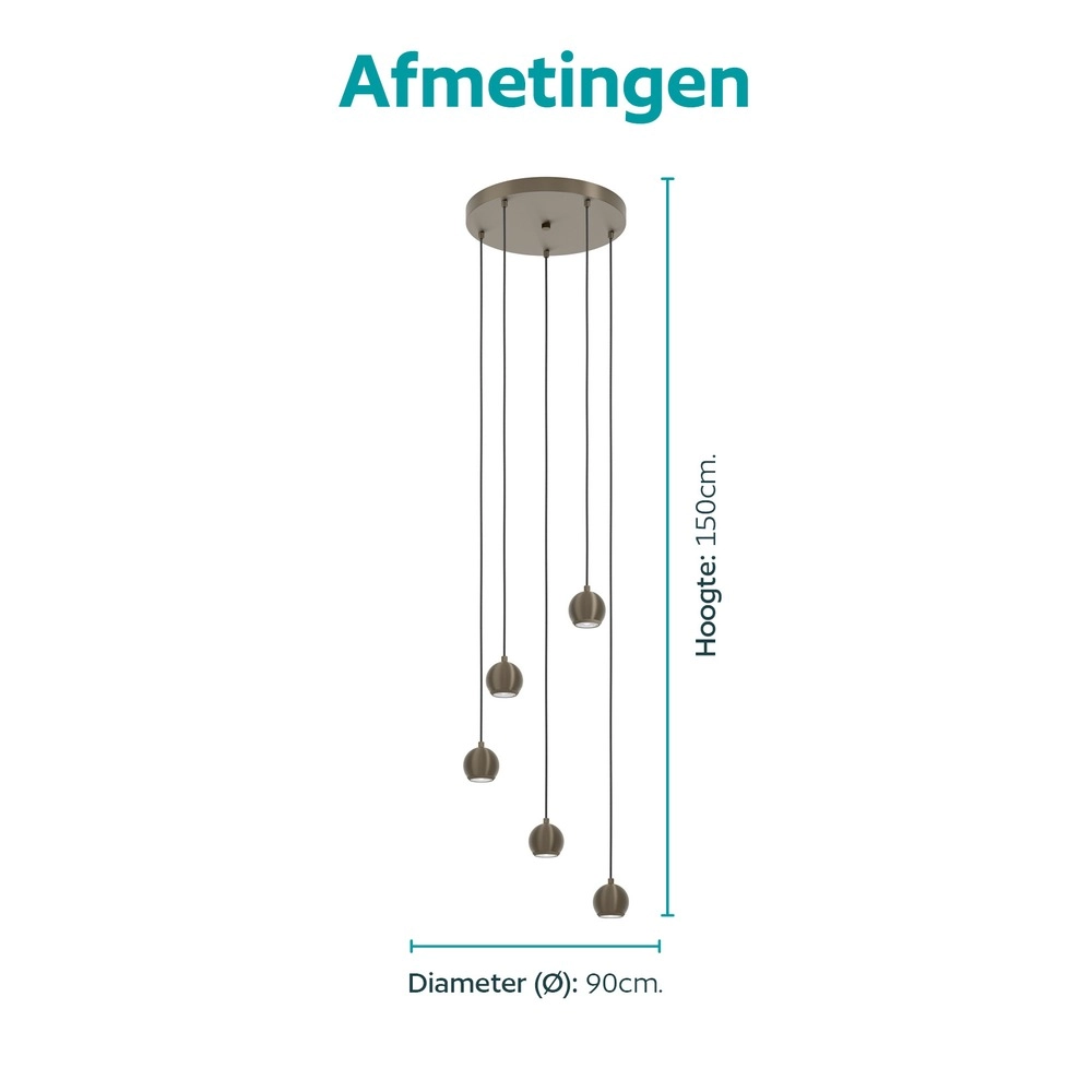 Design hanglamp Bimeda 1 donker brons 5-lichts Eglo 9008606408733