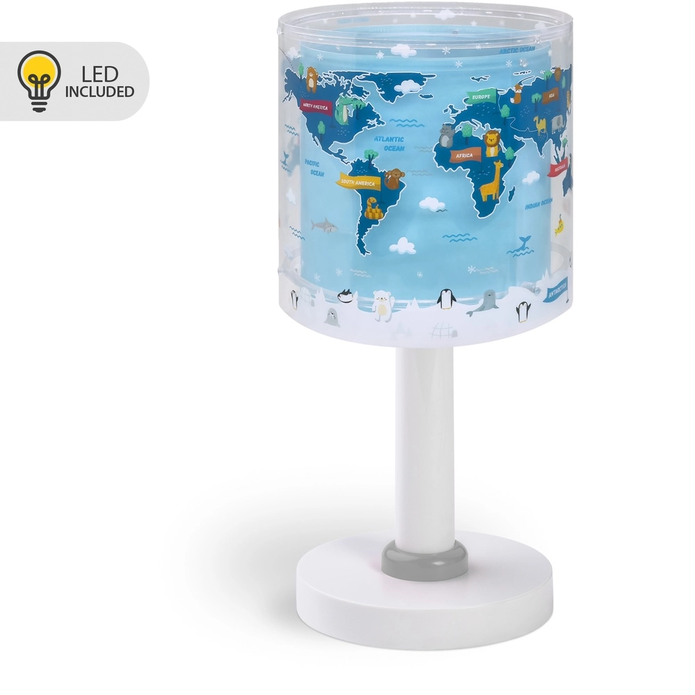 Kinderkamer tafellamp Kids World blauw