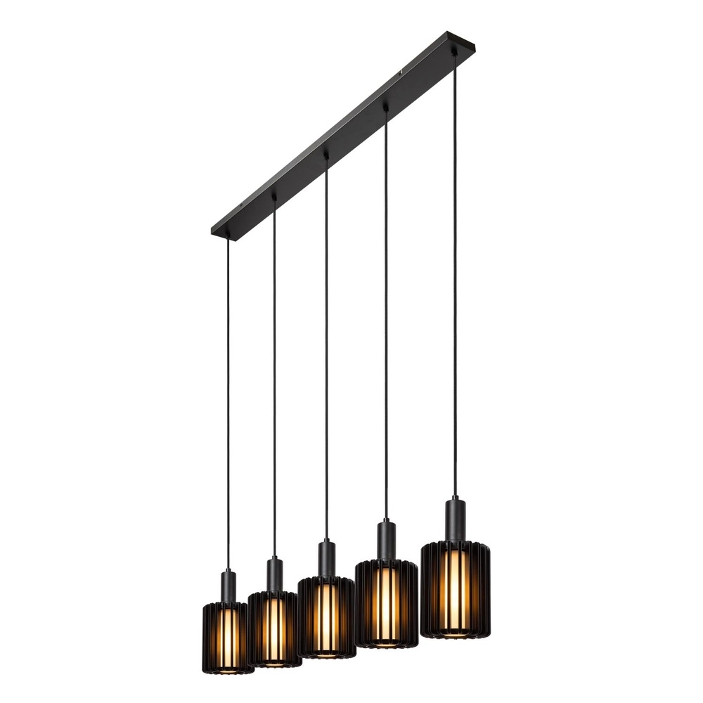 5-lichts hanglamp Lambres recht zwart Lucide 5411212452962