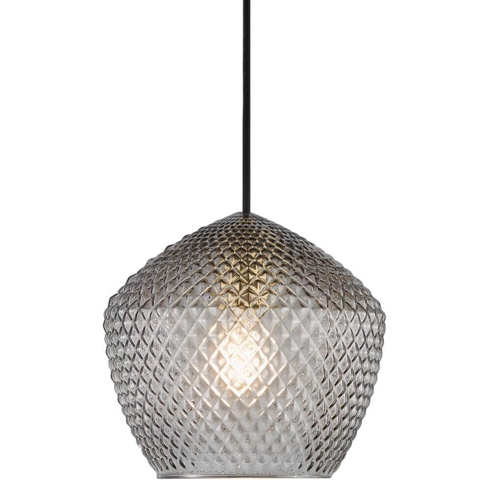 Plafondlamp Orbiform messing met smoke glas