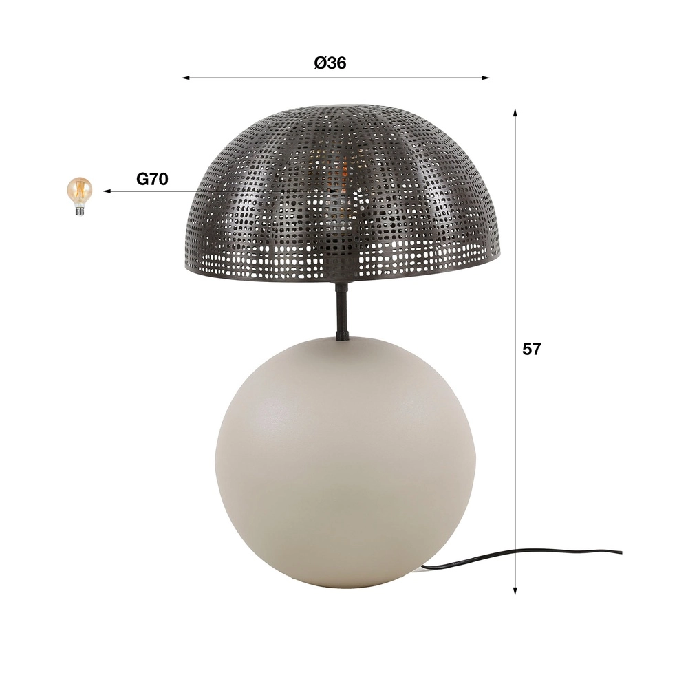 Moderne tafellamp Sphere met beige voet - Ø 36cm Lyora 8716803511521