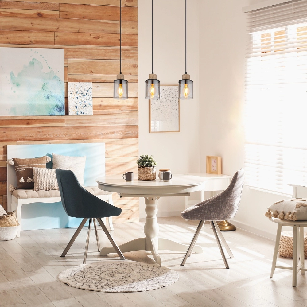 3-lichts hanglamp Reid recht zwart Globo 9007371444731