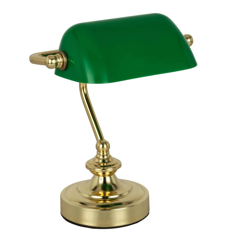 Klassieke bureaulamp Antique goud met groen glas Globo 9007371357451