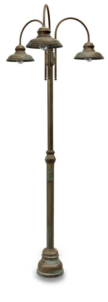 Staande buitenlamp Mill XL - verouderd messing 3-lichts