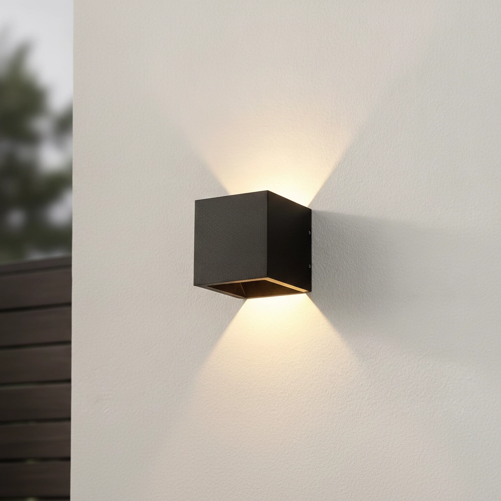 Buitenlamp up down Cube 10cm - zwart