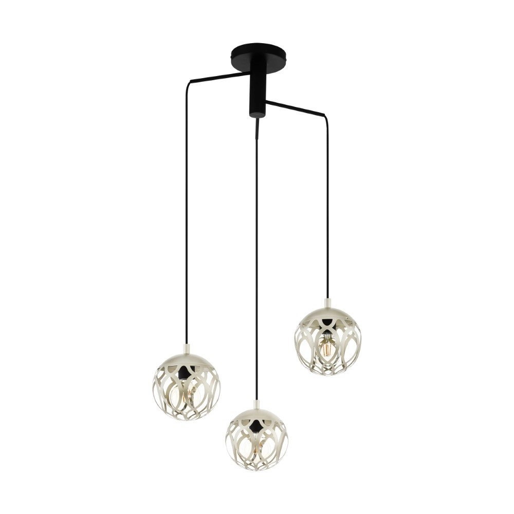 Decoratieve hanglamp Mirtazza 3-lichts zwart met creme