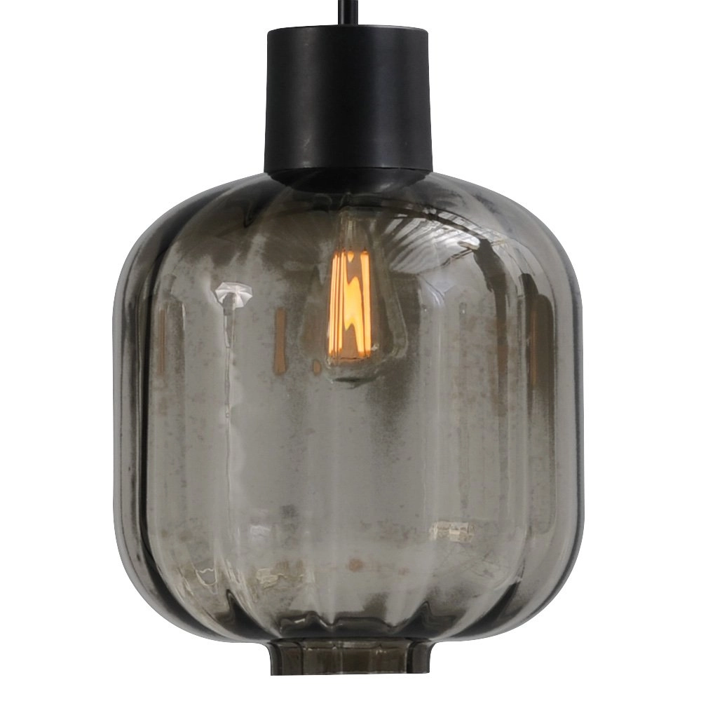 Eetkamerlamp Lett lll 28 3-lichts zwart met smoke glas Masterlight 8718121181547